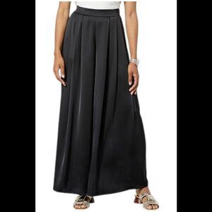 WynneCollection Women's Pleated Satin Trouser Black - Regular